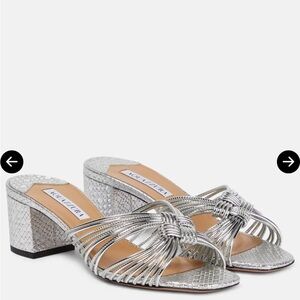 Aquazurra woven metallic mule heeled sandal